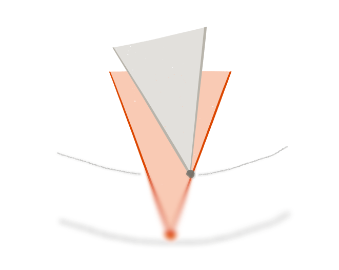 image of a cone, surpassed by another one, blurred